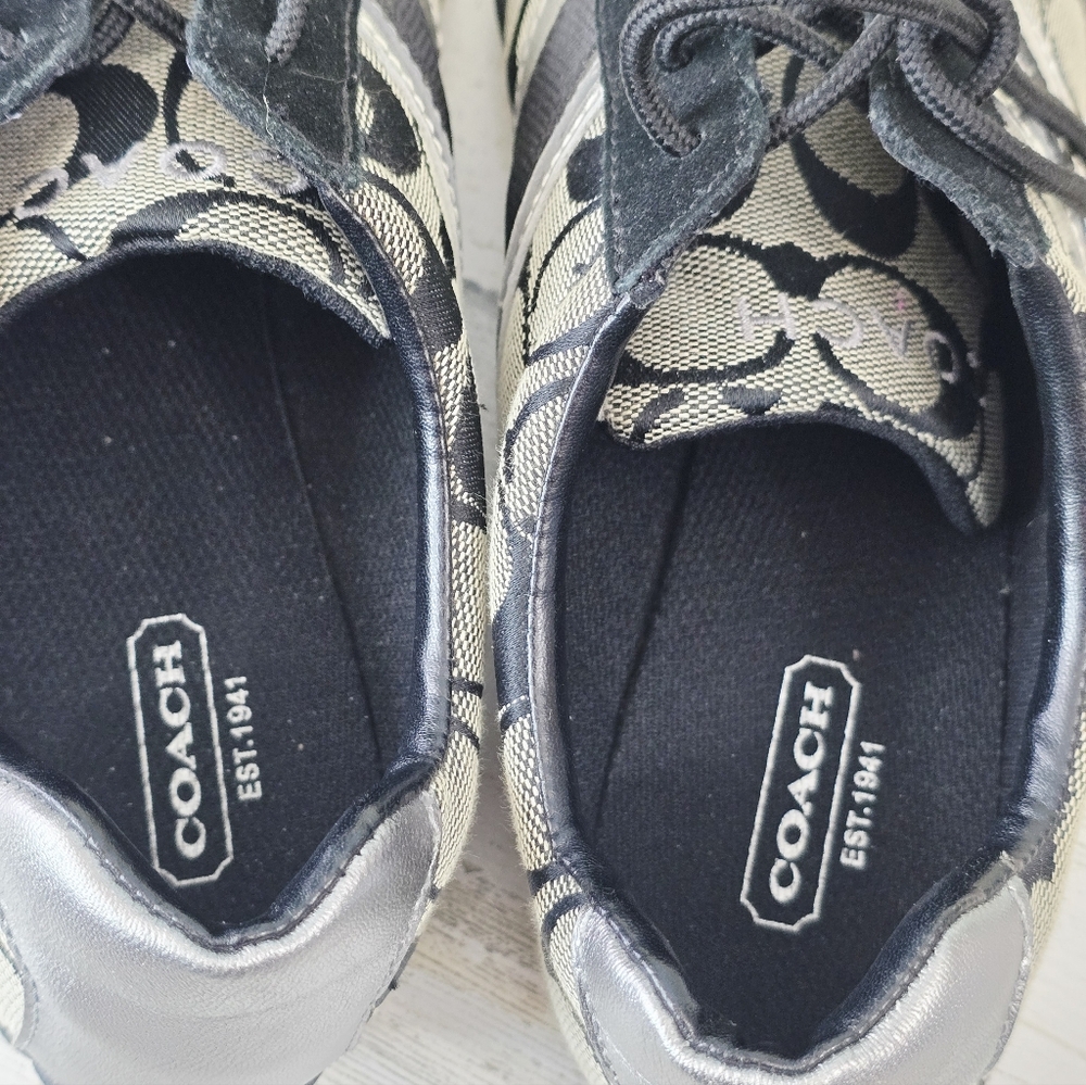 Coach Women's Black and Silver Jayme Sneakers - Picture 6 of 7